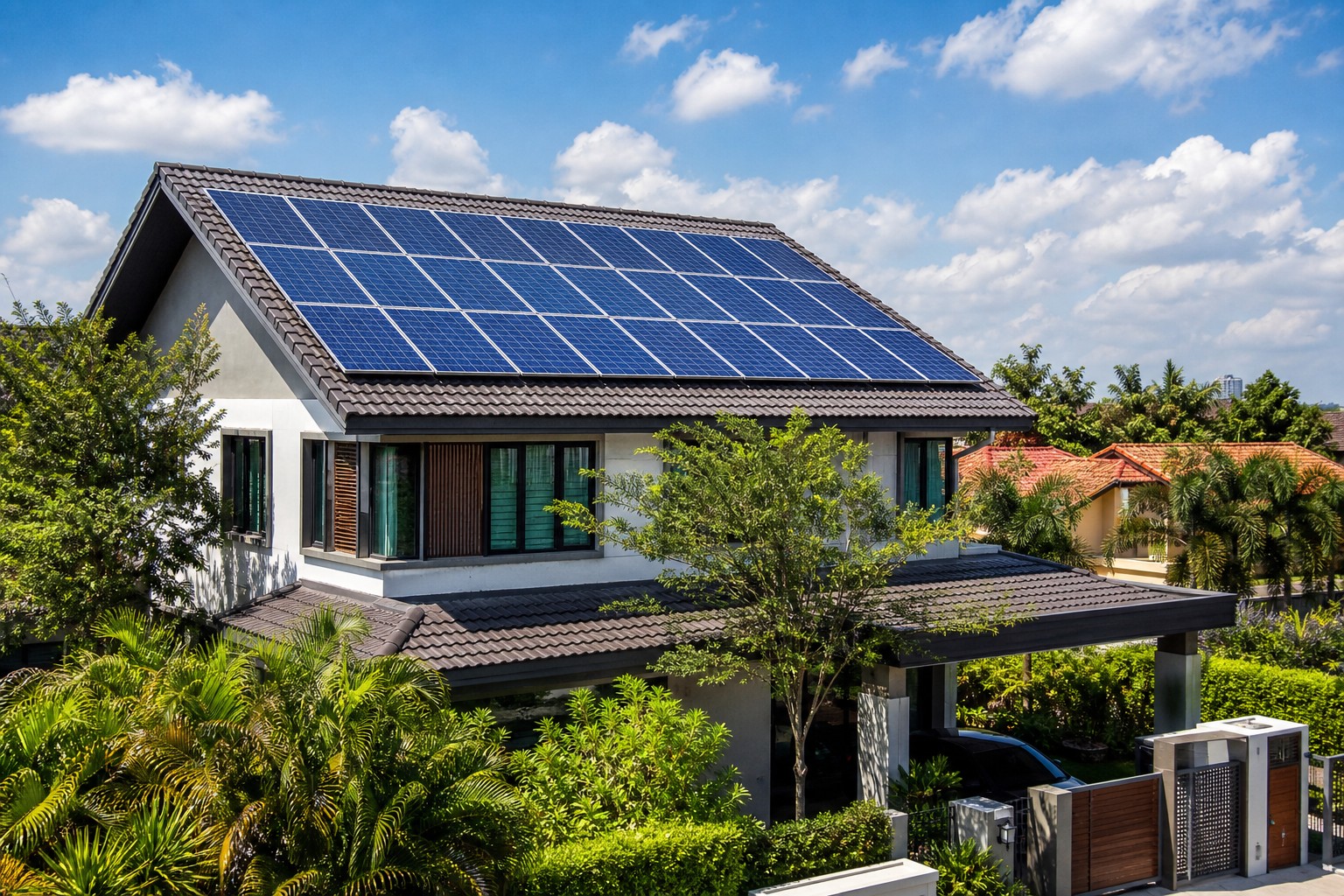Rooftop solar panels on a Malaysian home cutting the TNB bill