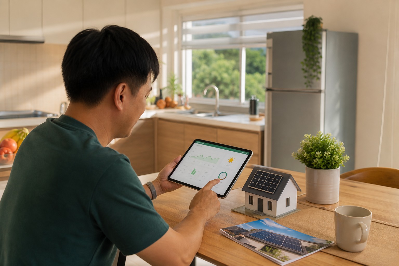 Homeowner reviewing solar terms on a monitoring app